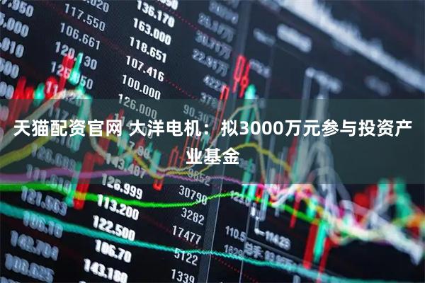 天猫配资官网 大洋电机:拟3000万元参与投资产业基金